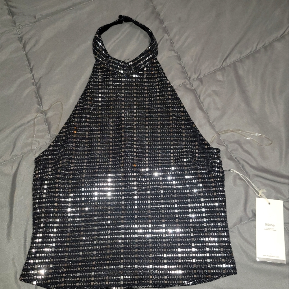 Cute mini sequins halter